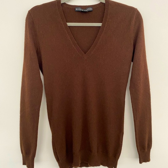 Ralph Lauren Warm Cashmere Long Sleeve Top Brown - Picture 2 of 8